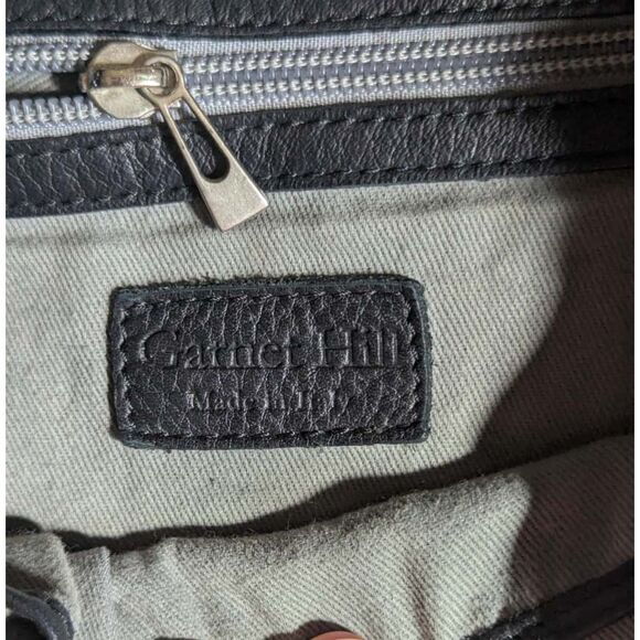 Garnet Hill Black Pebbled Leather Hobo Bag - Picture 3 of 6